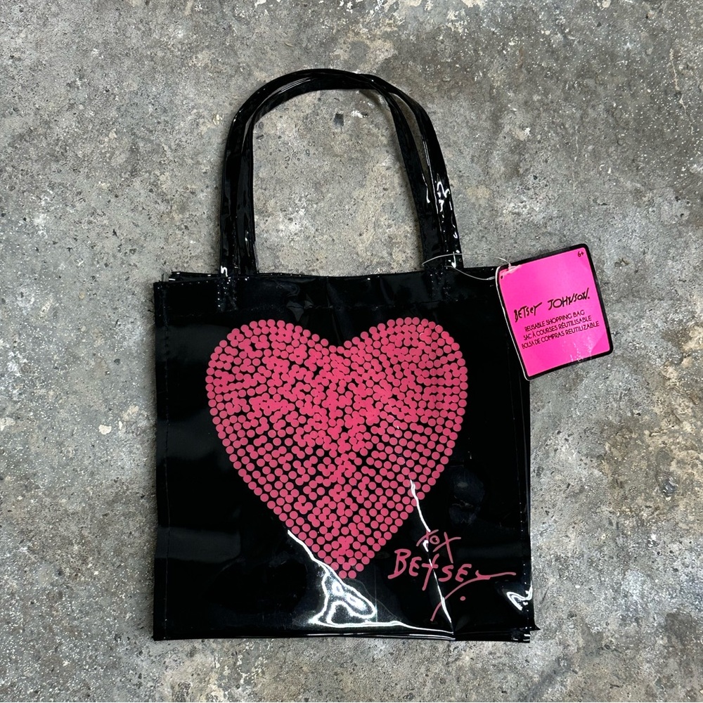 Betsey Johnson Black Heart Acrylic Small Tote